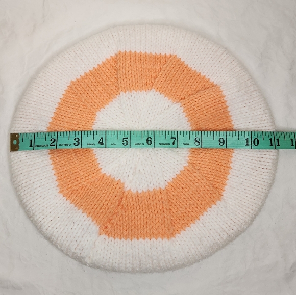 Handknit Striped Beret Hat - Picture 5 of 7